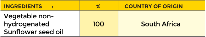 Supacrispt sunflower oil ingredients